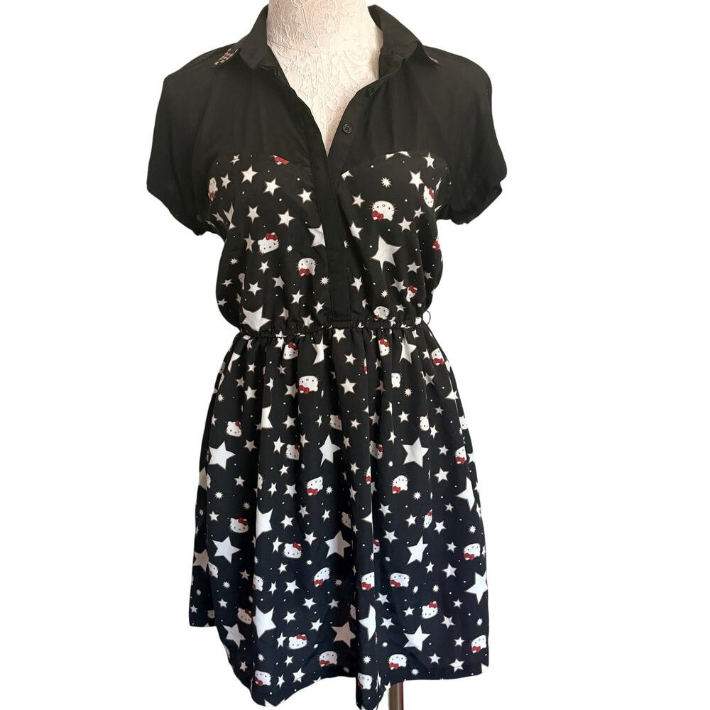 Hello Kitty Sanrio Black Star Dress Studded Collar S Kawaii VTG style Goth Y2K